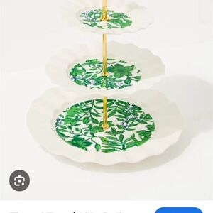 Green Floral Tiered Serving Tray